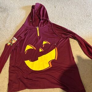 Maroon Hoodie with Yellow Pumpkin Design